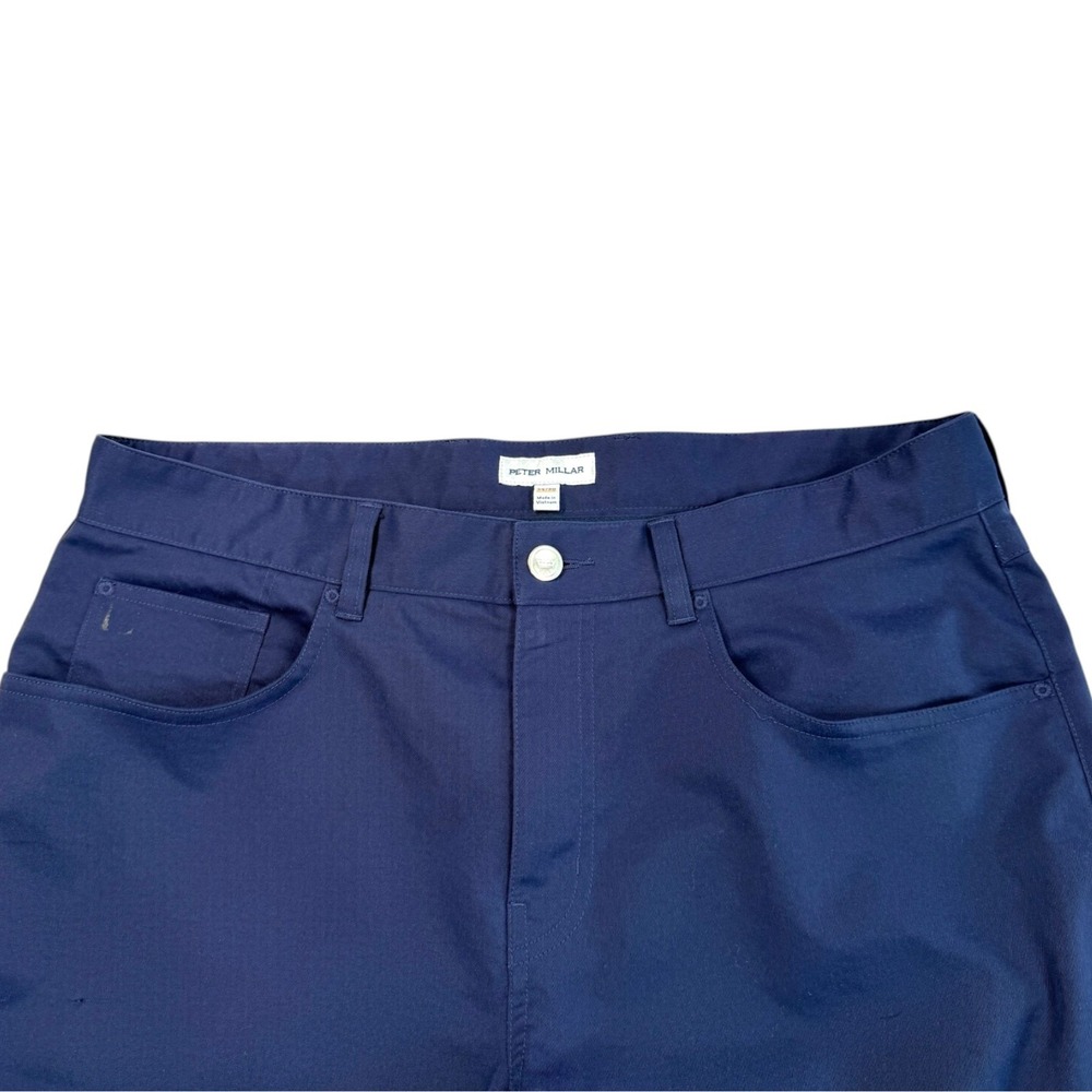 Peter Millar Mens Performance 5 Pocket Pants 34x30 Blue Straight Leg Golf - Picture 4 of 10
